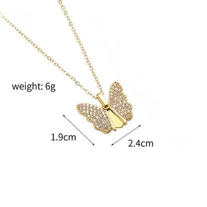 Size & Weight Specification Chart Brass Butterfly Cubic Zirconia Locket Necklace Pendant Measurement Diagram