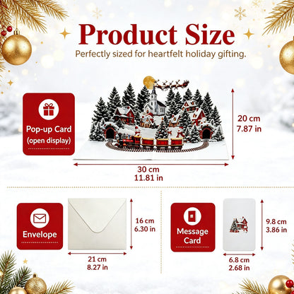 Christmas Village Train Pop Up Card complete set size specification diagram