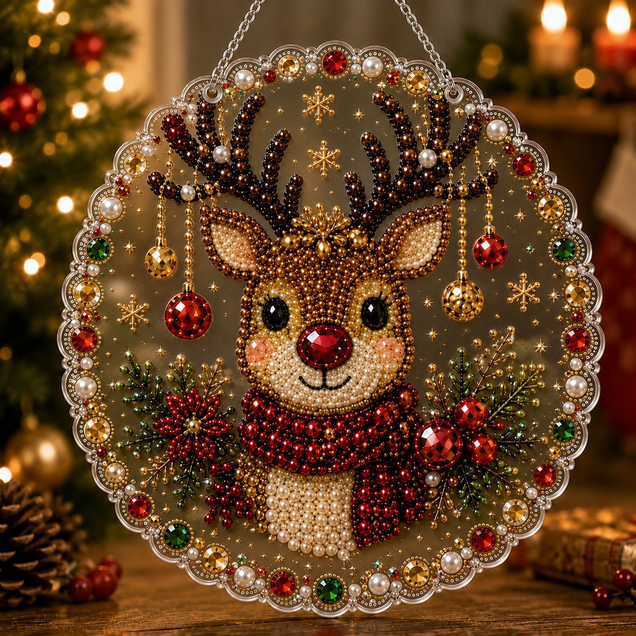 Cute Reindeer Acrylic Christmas Wall Hanging Decor