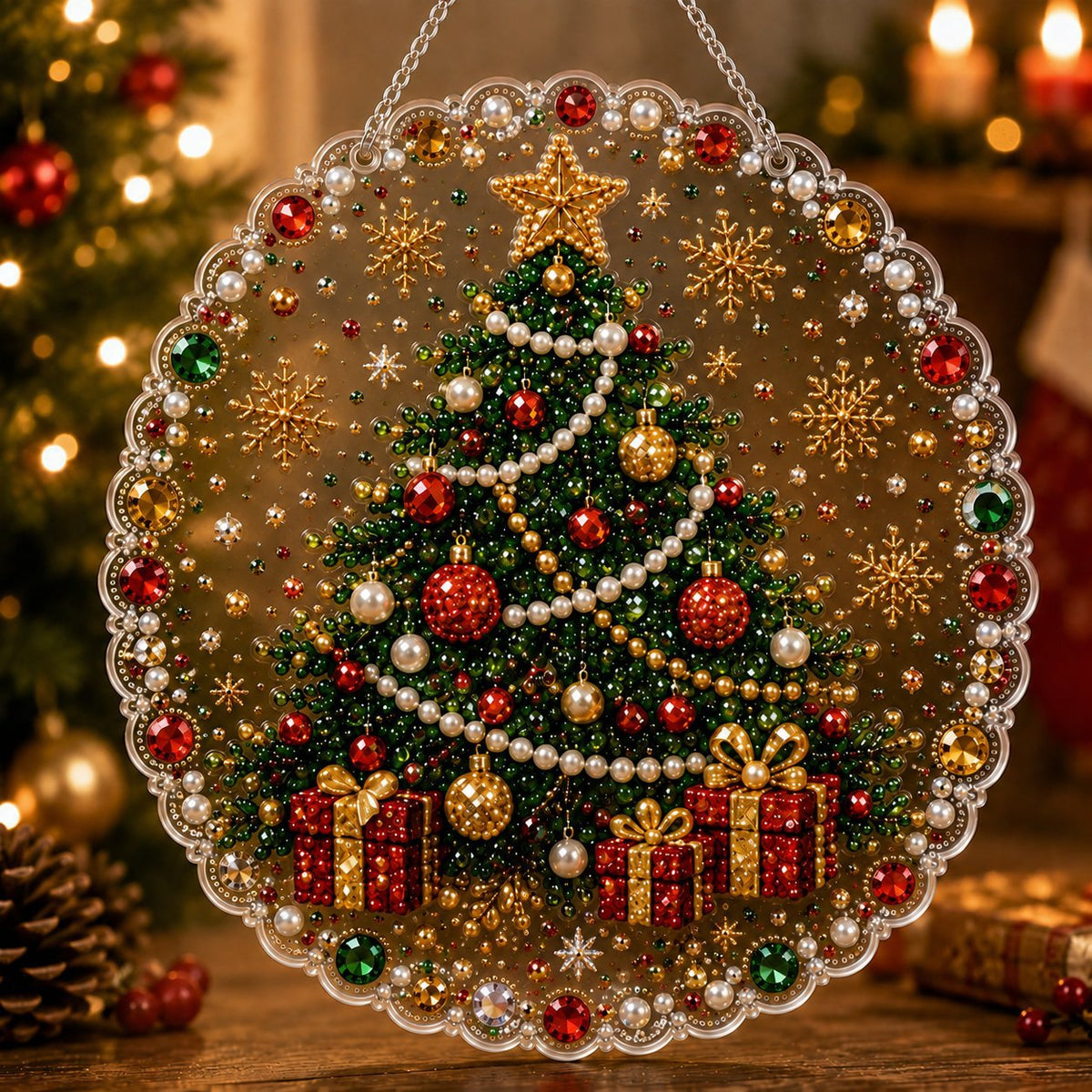 Vintage Christmas Tree Acrylic Door Hanger Wall Decor