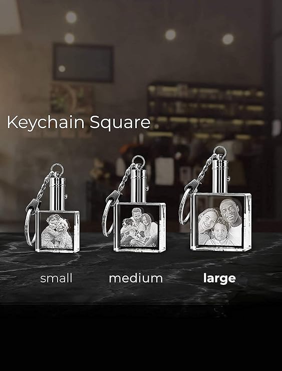 Small Medium Large Cube Crystal Photo Urn Keychain Collection Display