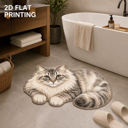 Personalized cat portrait faux cashmere rug, custom pet photo mat for bathroom floor decoration