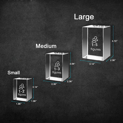 3 Sizes Custom Crystal Photo Cube Small Medium Large Size Comparison