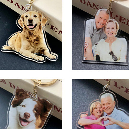 Custom Family & Pet Photo Acrylic Keychain, Multi Picture Personalized Keyring Memorial Gift