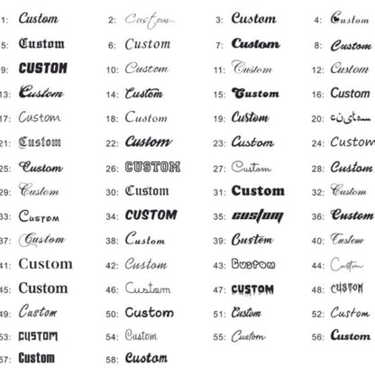 Custom Cursive Font Options Table Personalized Safety Pin Name Necklace Engraving Font Selection