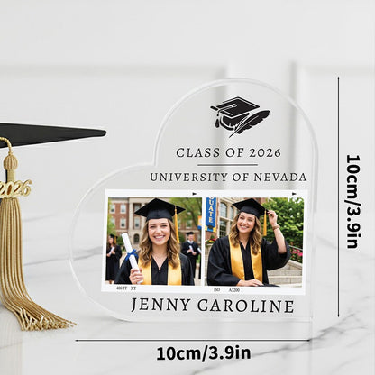 Custom Heart Acrylic Graduation Plaque Size Options Display