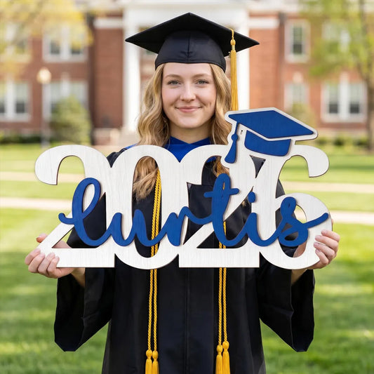 Custom Name 2026 Graduation Wooden Sign Senior Grad Photo Prop

