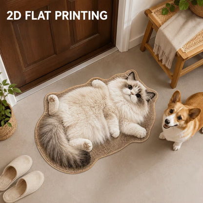 Custom pet photo shaped faux cashmere rug, personalized cat dog portrait floor mat for entryway home decor