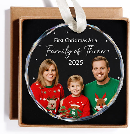 Custom double sided photo crystal Christmas ornament gift box display