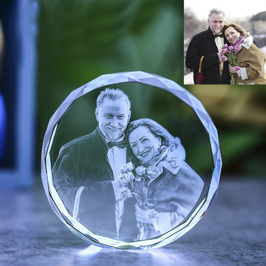Custom Round 3D Laser Etched Crystal Photo