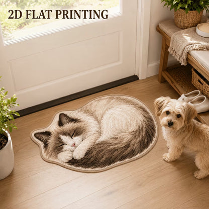 Custom cat portrait shaped rug, faux cashmere pet photo floor mat for entryway, gift for pet lovers