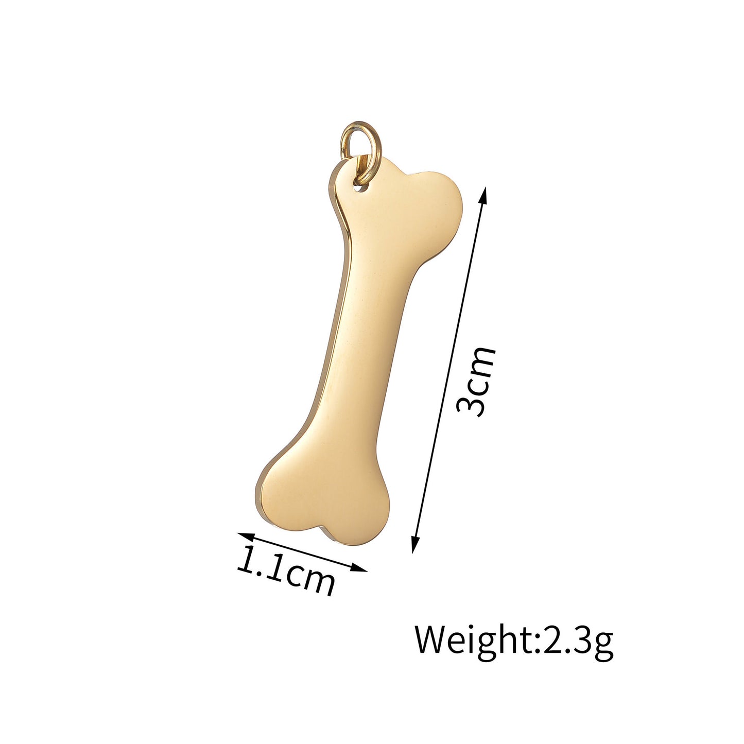 Gold dog bone silhouette charm weight size custom pet lover pendant for family necklace