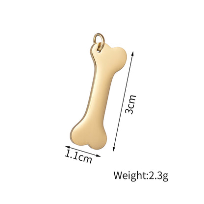 Gold dog bone silhouette charm weight size custom pet lover pendant for family necklace