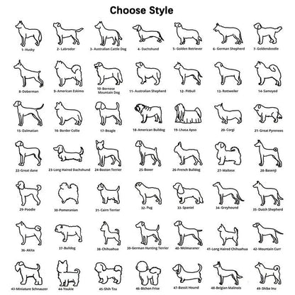 Full Dog Breed Silhouette Template Chart Customizable Pet Outline For Personalized Dog Name Necklace