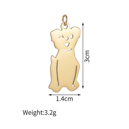 Stainless steel dog figure charm size chart custom pet silhouette pendant jewelry