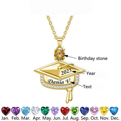 Marking diagram of engraving area and birthstone position on brass zircon graduation cap pendant