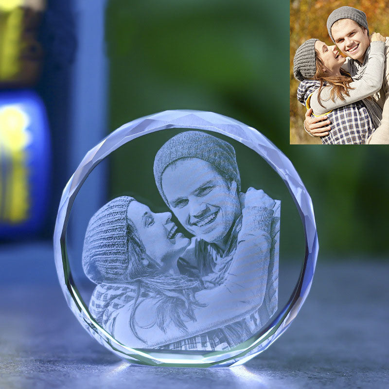 Round Faceted Crystal Desktop Decor