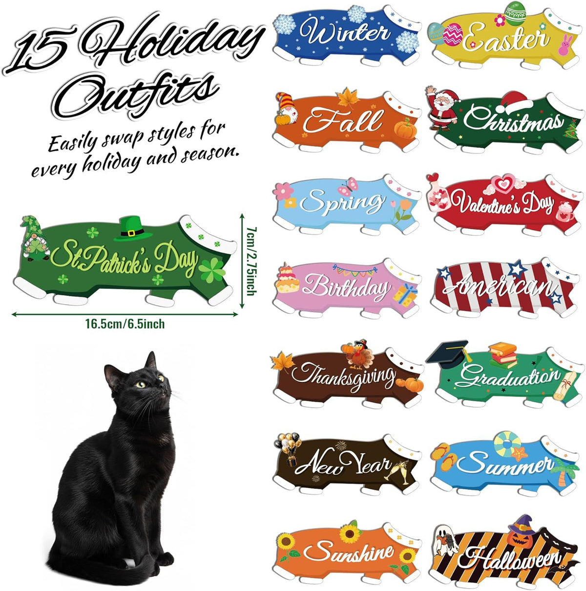 4 seasonal floral and bow decoration accessories for interchangeable cat hello wooden welcome sign