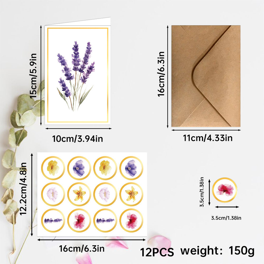 Size specification for watercolor wildflower blank greeting cards stationery set