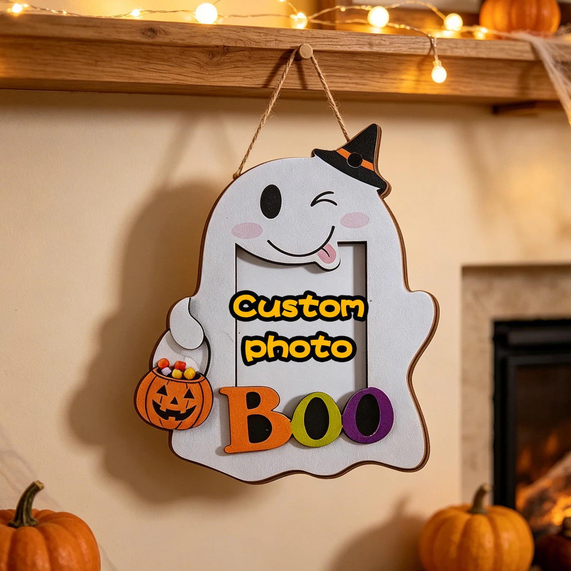 Boo wooden picture frame Halloween decor