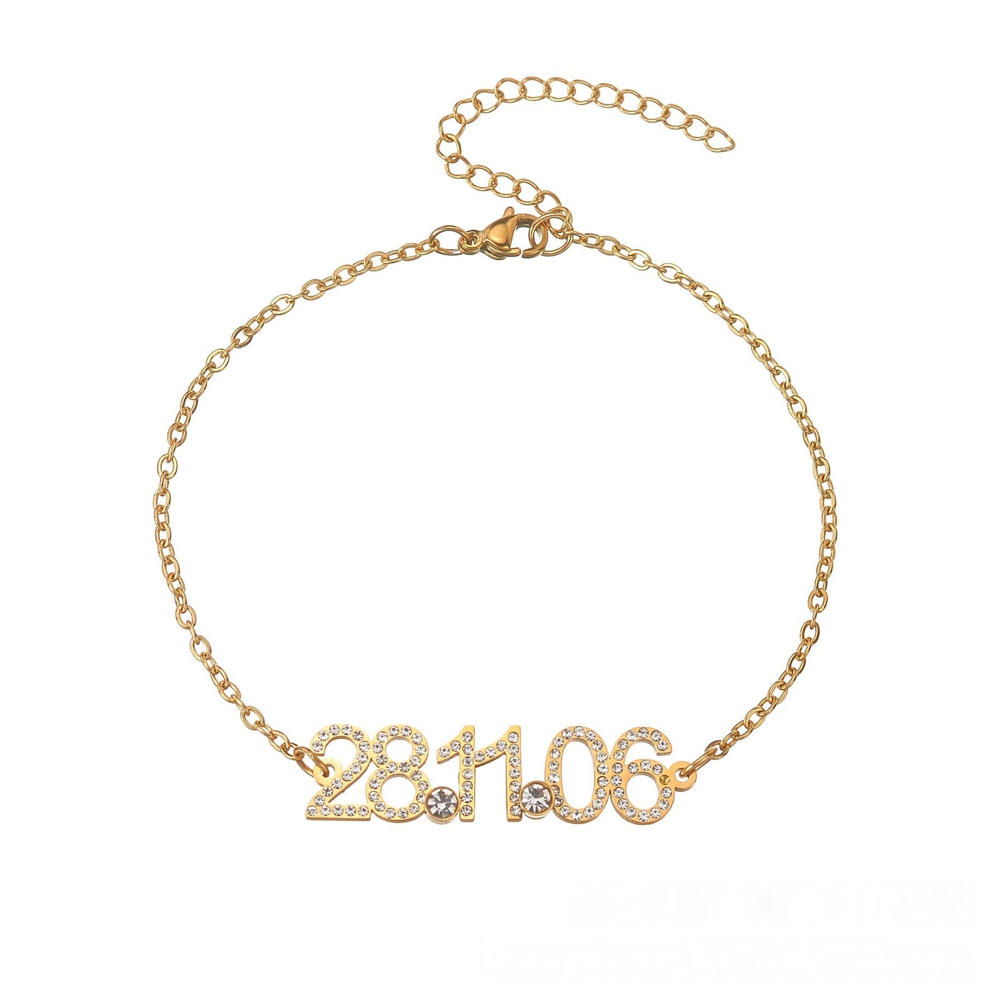 Minimal 18K gold plated custom date engraved pendant necklace, thin adjustable link chain memory jewelry