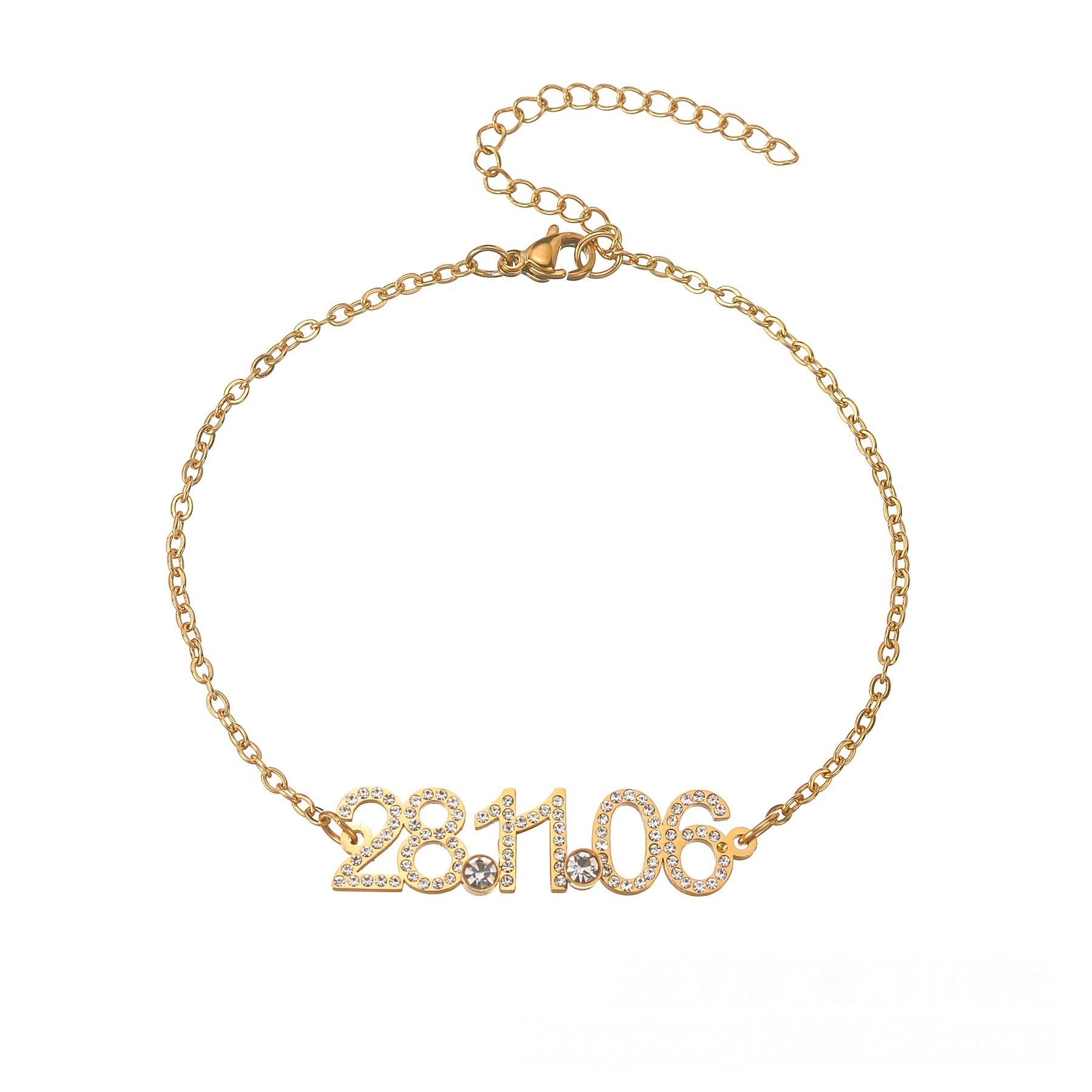 Minimal 18K gold plated custom date engraved pendant necklace, thin adjustable link chain memory jewelry