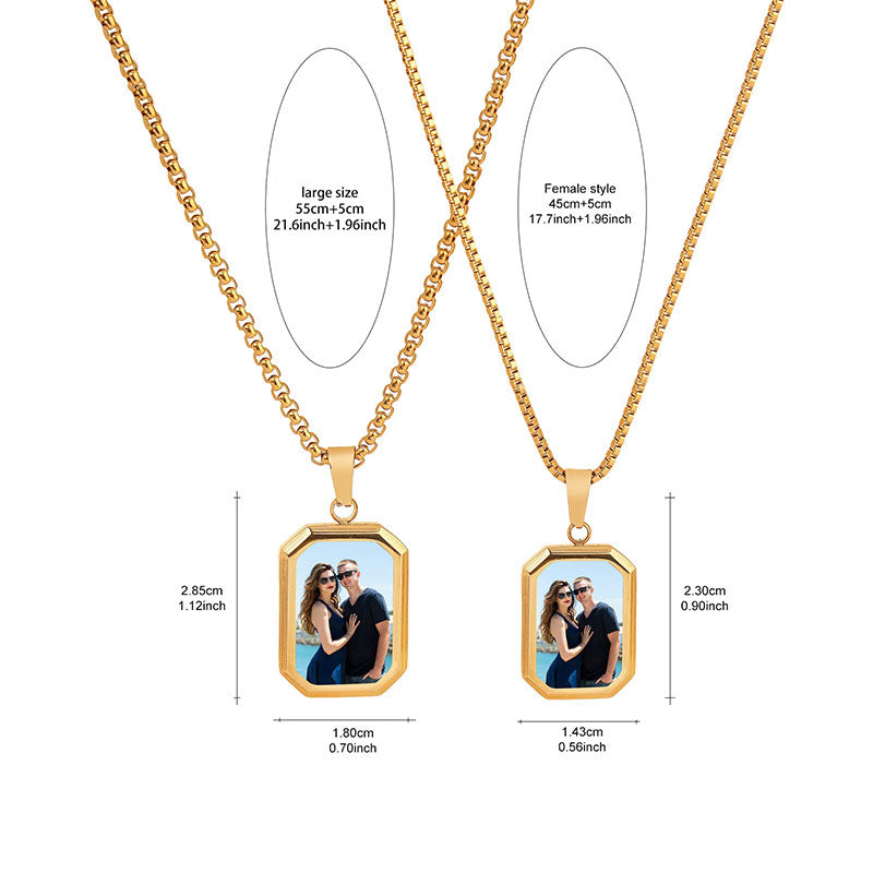 Gold heart heat reveal custom photo engraved matching couple necklaces