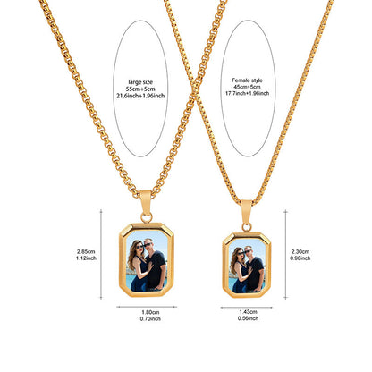 Gold heart heat reveal custom photo engraved matching couple necklaces