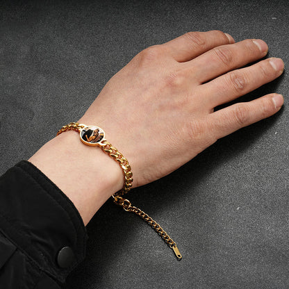 Real wear effect of gold stainless steel heart hidden memory photo bracelet on human wrist