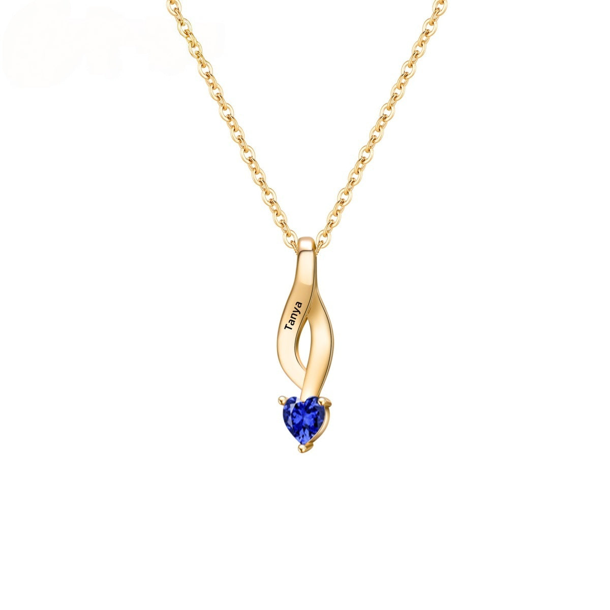 Gold Spiral Single Heart Birthstone Pendant Dainty Adjustable Cable Chain Personalized Women Jewelry