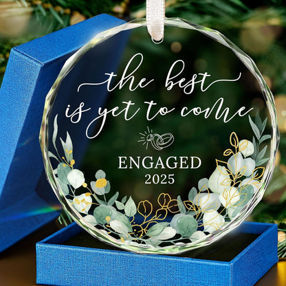 Greenery border round engaged crystal ornament gift box set