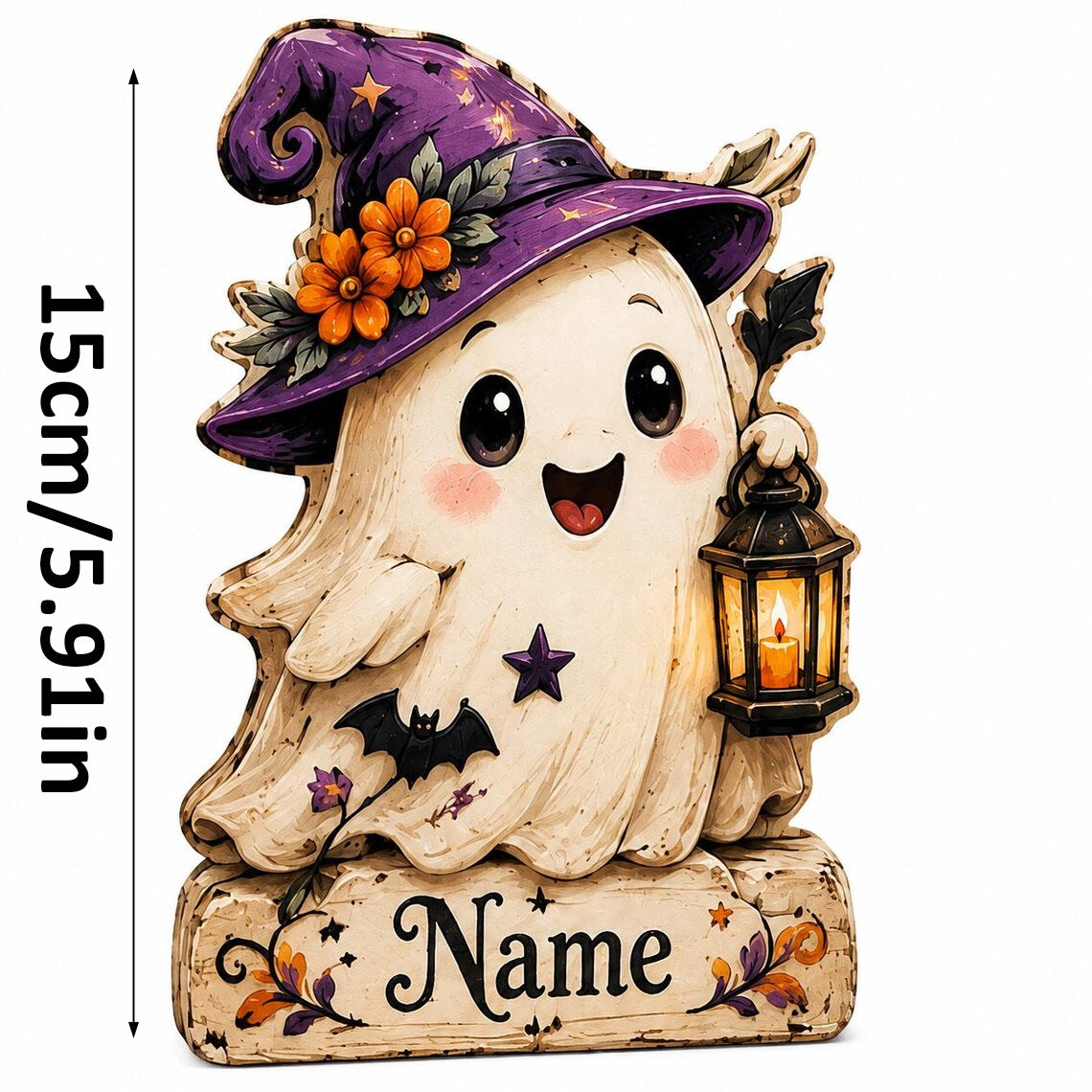 lantern personalized wooden Halloween standing decor