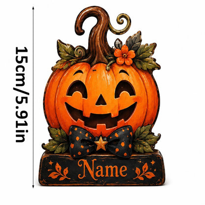 pumpkin personalized wooden Halloween table sign