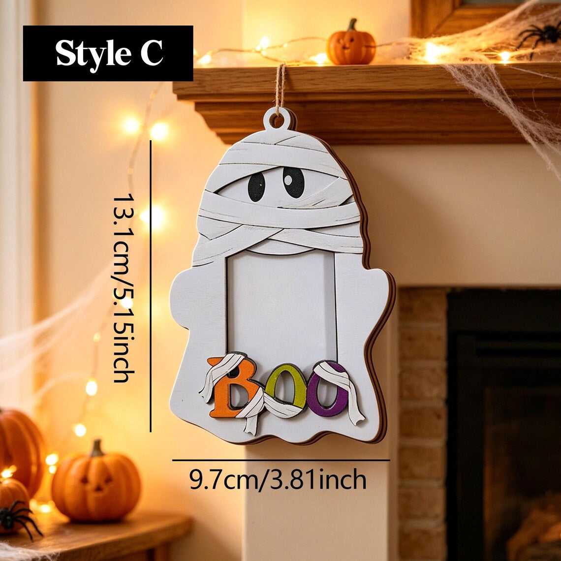 Halloween wooden photo hanging ornament
