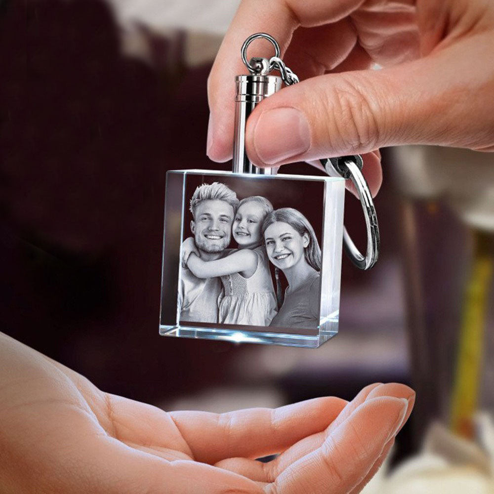 Square Crystal Photo Keychain Bereavement Remembrance Gift