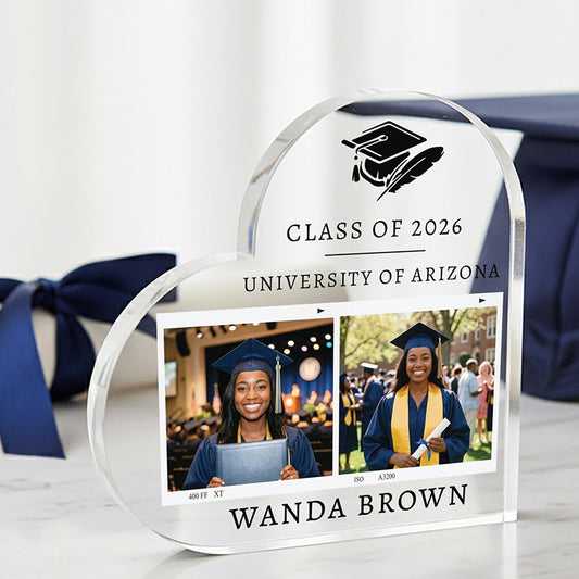 Personalized Heart Shaped Clear Acrylic Graduation Plaque