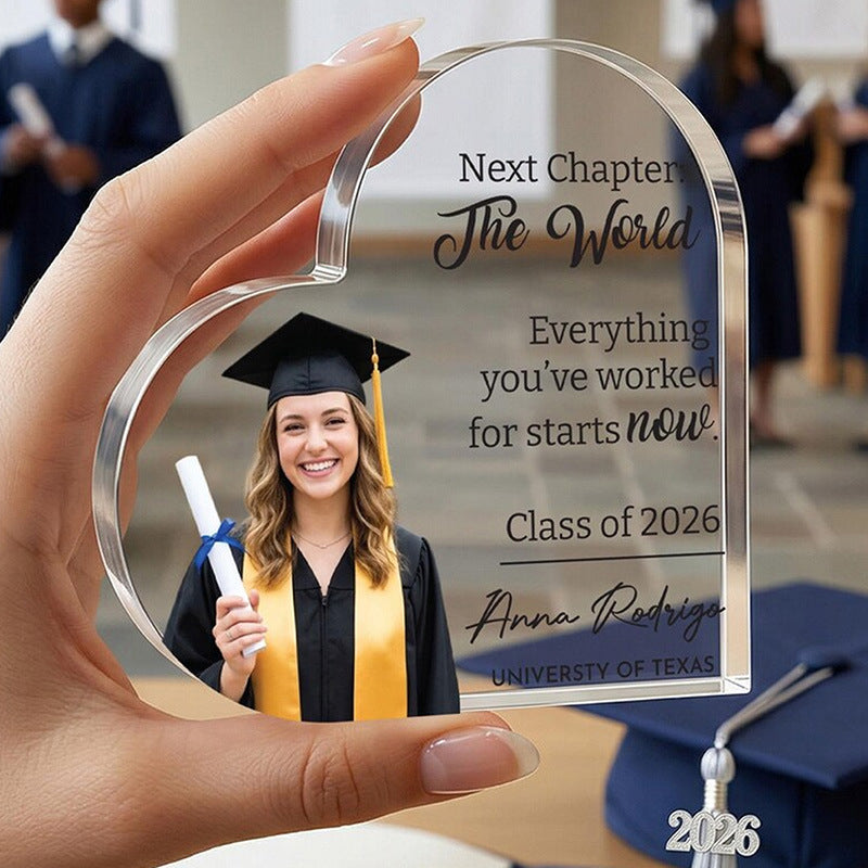 Personalized Heart Acrylic Graduation Photo Plaque Tabletop Keepsake Gift for Graduate