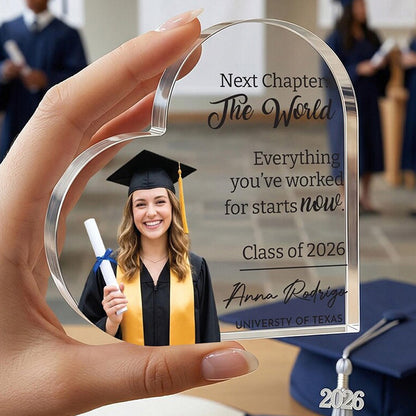 Personalized Heart Acrylic Graduation Photo Plaque Tabletop Keepsake Gift for Graduate