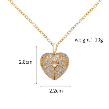 2.8\*2.3cm Size Chart Brass Cubic Zirconia Angel Wing Heart Locket Necklace Weight Specification Diagram