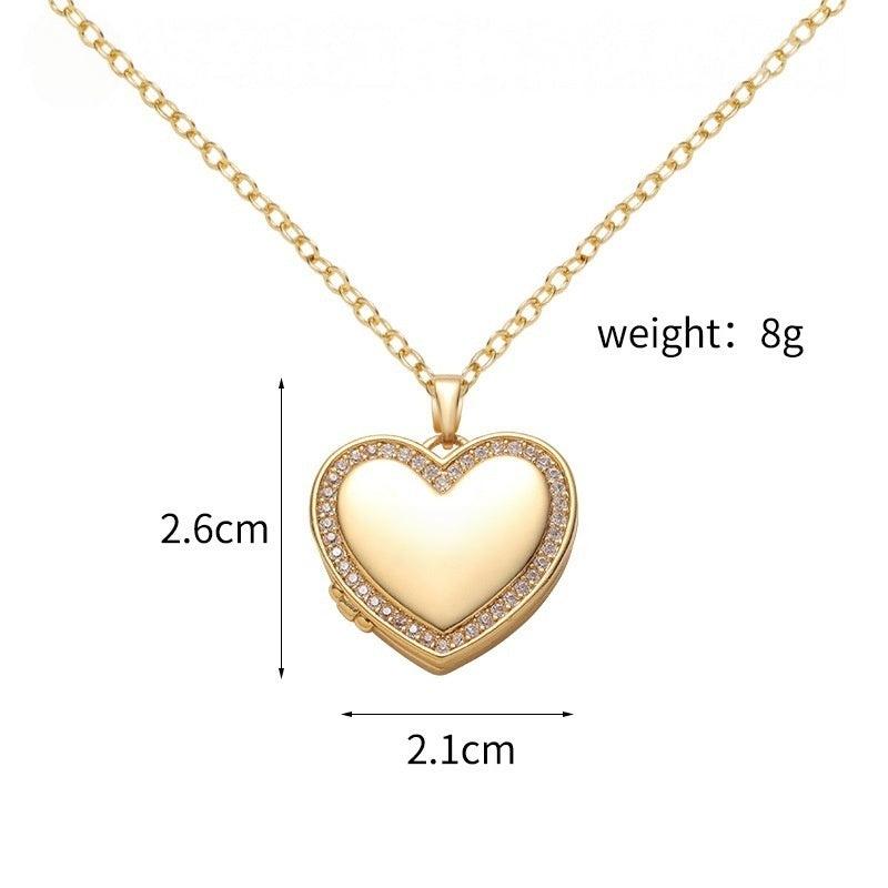 Size & Weight Specification Diagram Brass Cubic Zirconia Bezel Edge Heart Photo Locket Pendant Measurement Reference Chart
