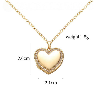 Size & Weight Specification Diagram Brass Cubic Zirconia Bezel Edge Heart Photo Locket Pendant Measurement Reference Chart