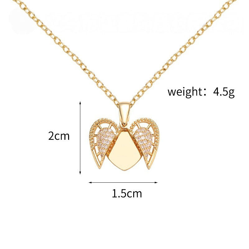 Size & Weight Diagram Brass Cubic Zirconia Guardian Angel Wing Heart Locket Pendant Dimension & Weight Reference Chart
