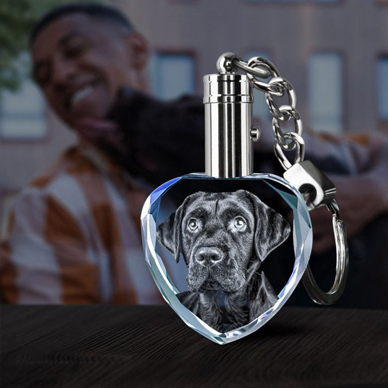 Loved One Photo Engraved Crystal Ashes Keychain