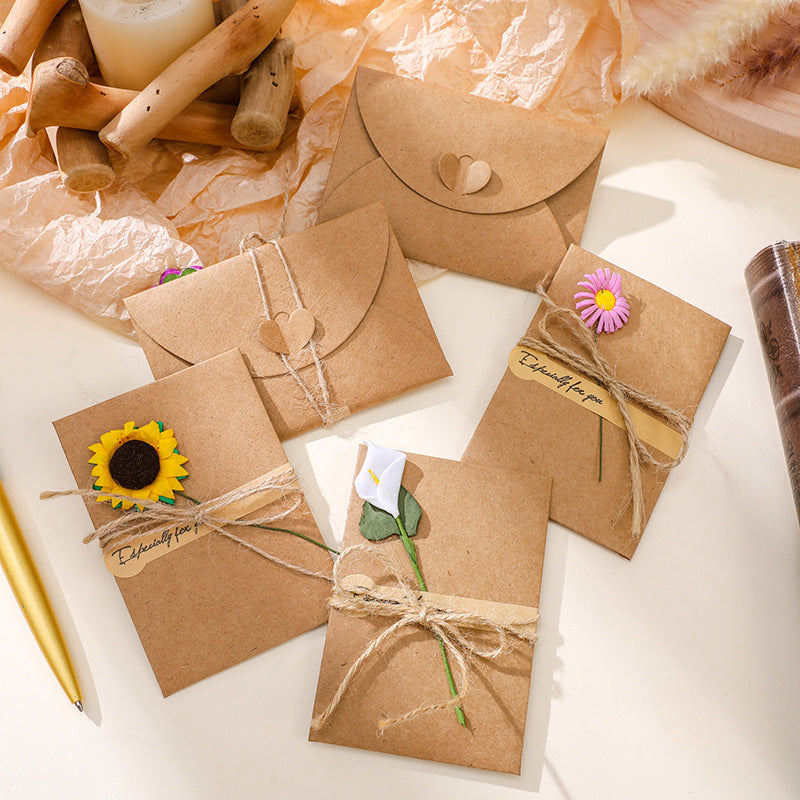 Size specification of mini kraft envelope and blank inner note card stationery set