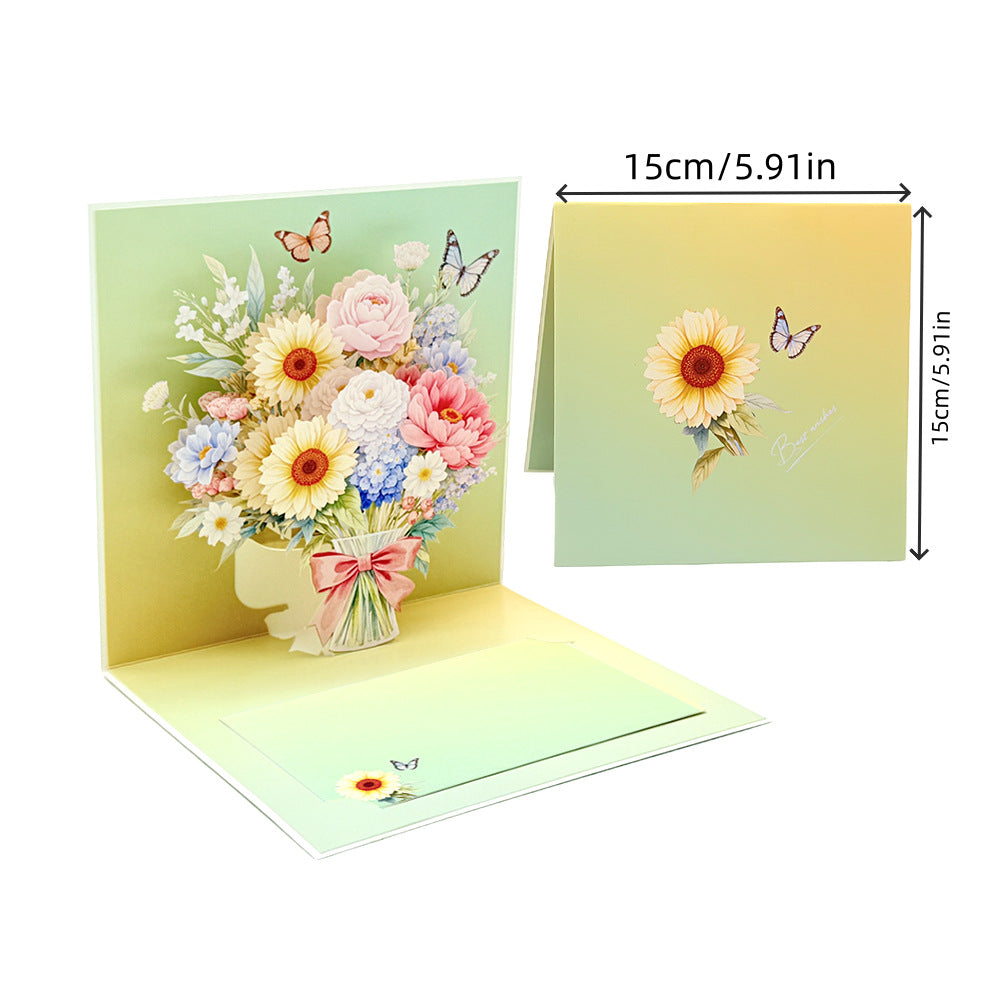 Light green floral pop up greeting card dimension display