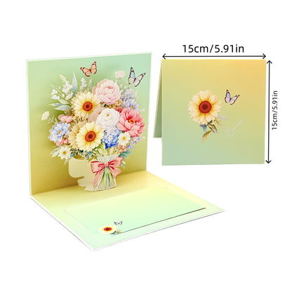 Light green floral pop up greeting card dimension display