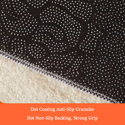 Black dotted non-slip plastic backing for custom pet portrait faux cashmere rug, anti slip for hardwood floor