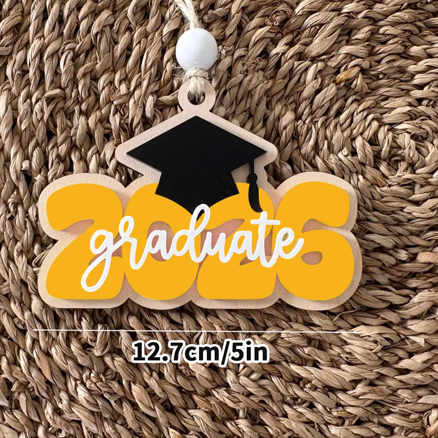 Orange custom year graduate acrylic rearview mirror hanging ornament