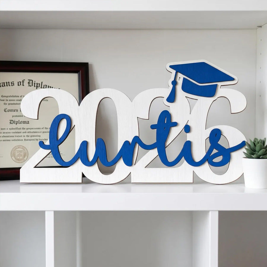 Orange custom name graduation wooden sign open house decoration
