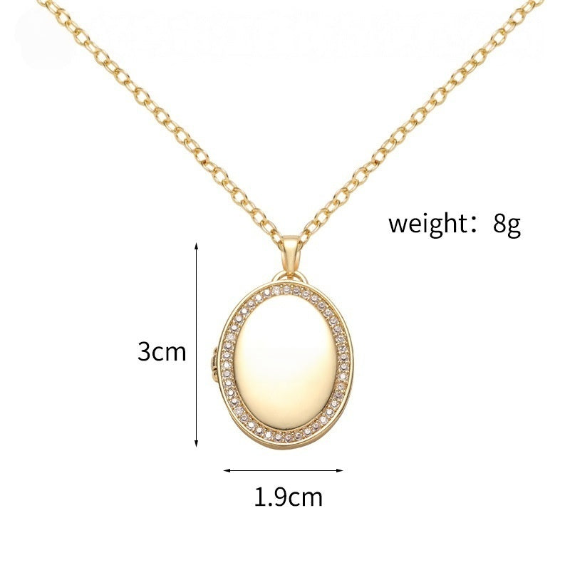 Dimension & Weight Specification Chart Brass Cubic Zirconia Oval Photo Locket Pendant Size Reference Diagram